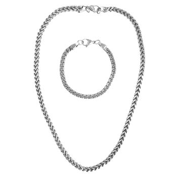 Generic S STEEL 24IN/61CM CHAINMAIL LINK NECKLACE & BRACELET