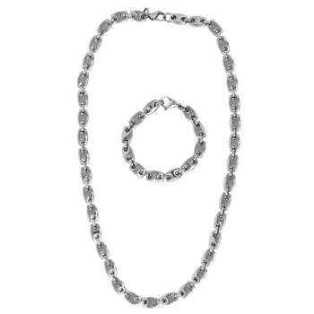 Generic Stainless Steel Flat Shaped Beads Necklace & Bracelet