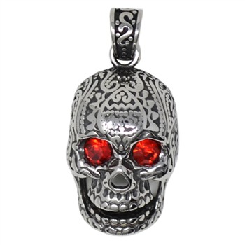  S STEEL RED EYES SKULL PD 1.25IN/3CM