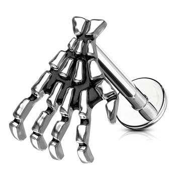  Skull Hand Top 316L Surgical Steel Flat Back Studs