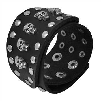 Skulls Leather Bracelet