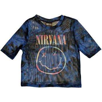 Nirvana Smiley [Blue] Mesh Crop Top