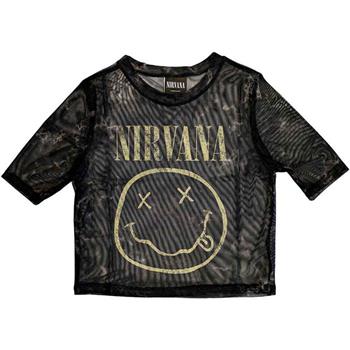 Nirvana Smiley Mesh Crop Top