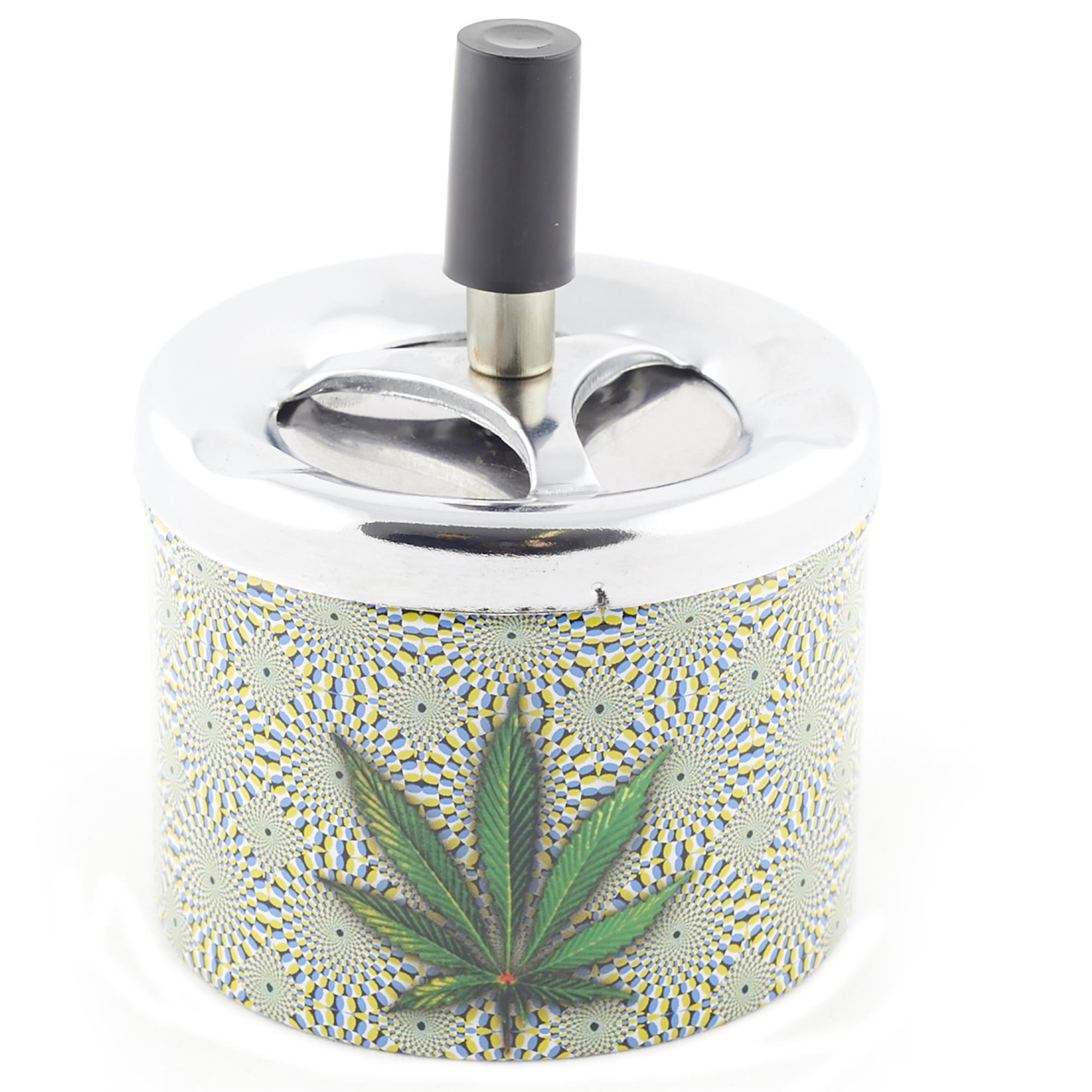 SPINNING PSYCHEDELIC LEAF METAL ASHTRAY