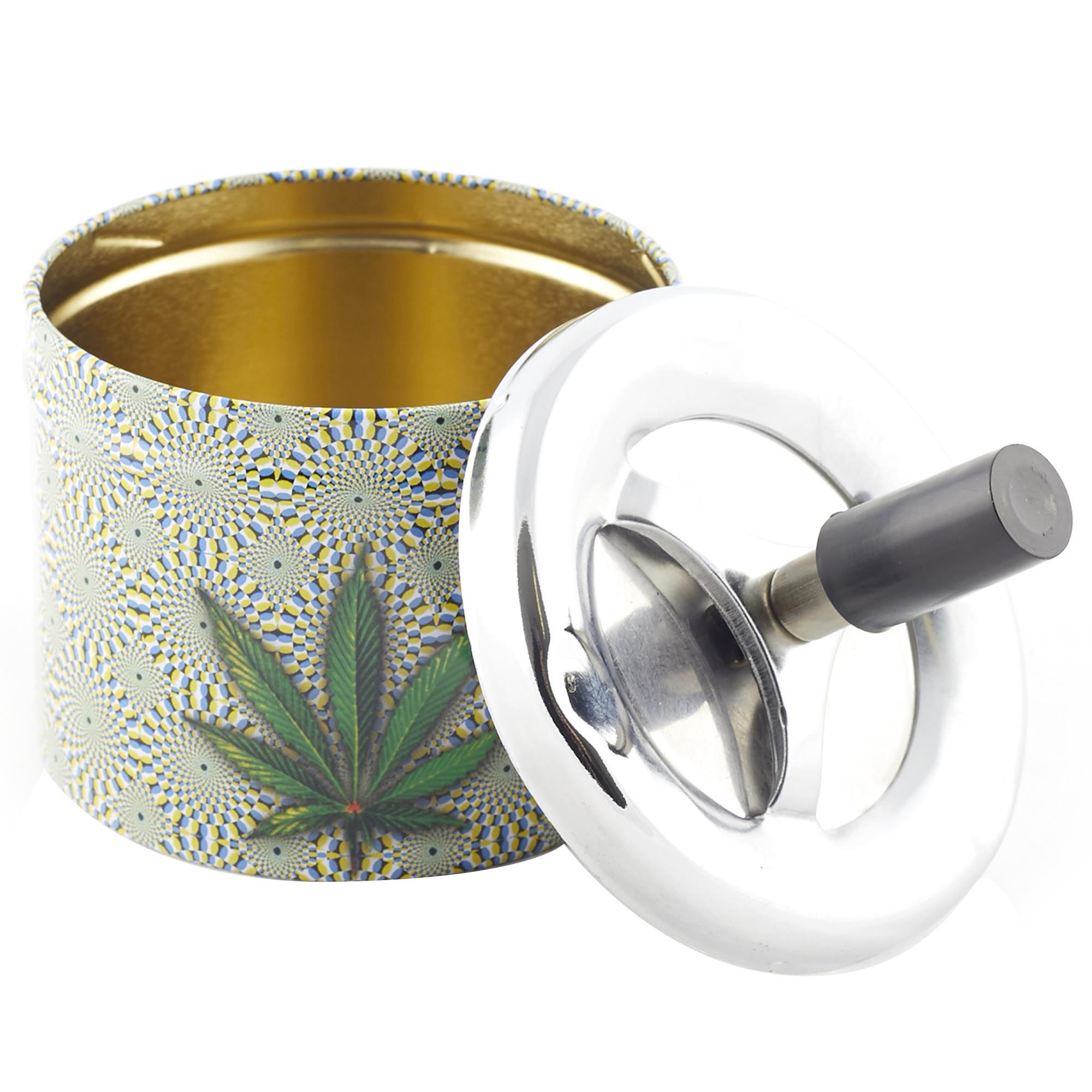 SPINNING PSYCHEDELIC LEAF METAL ASHTRAY