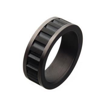  Stainless Steel & Gun Metal IP With Black IP Ridge Ring