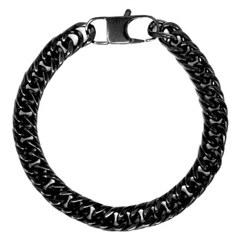  Stainless Steel Cuban 9mm Black Bracelet