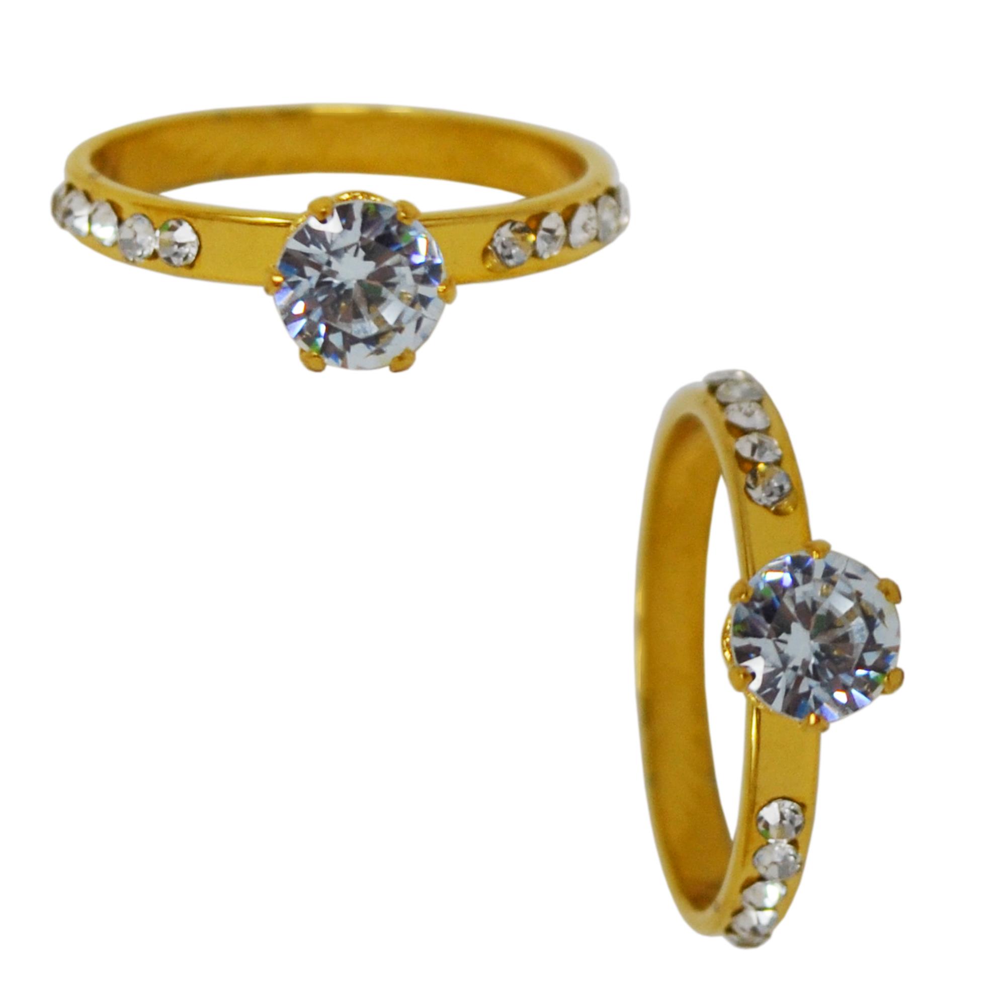STAINLESS STEEL DIAMOND GOLD RING