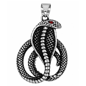  Stainless Steel Red Eyes Cobra Pendant
