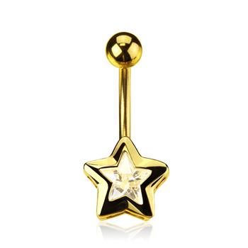  Star CZ 14kt Gold Plated Navel Ring