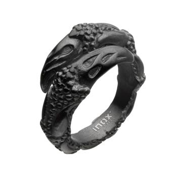  Steel & Black IP Oxidized Claw Ring