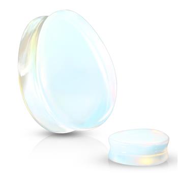  Tear Drop Semi Precious Opalite Stone Double Flared Saddle Plug
