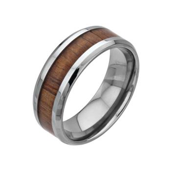  Wood Inlayed Titanium Ring