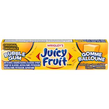  Wrigley's Juicy Fruit Original Bubble Gum - 5 Pieces