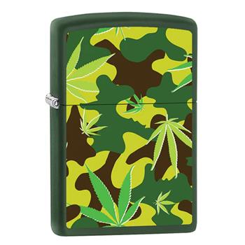  Green Matte Leaf Camo Zippo