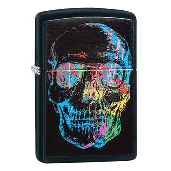  Colorful Skull Black Matte Zippo