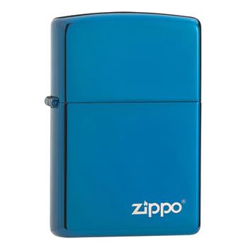  High Polish Sapphire Blue With Logo Zippo